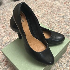 Clarks Black Leather Heels